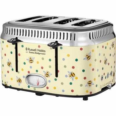 Russell Hobbs Emma Bridgewater Bumblebee & Small Polka Design 27250 4 Slice Toaster - Cream